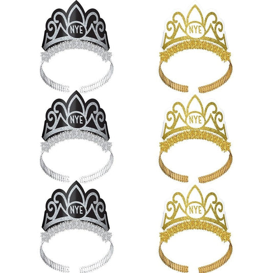 New Year's Tiaras - Black, Silver, Gold