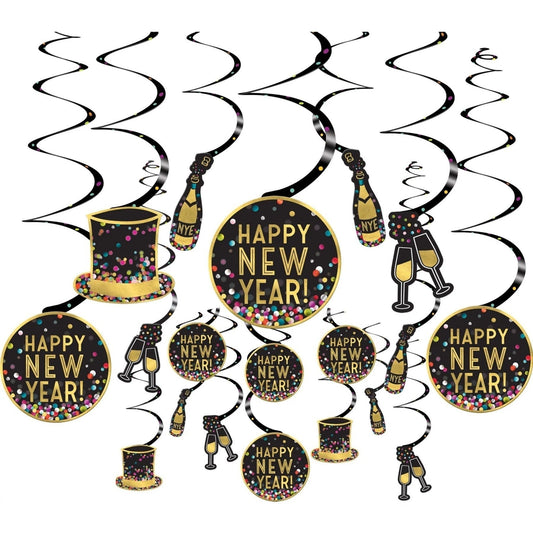 New Years Swirls - Colorful Confetti