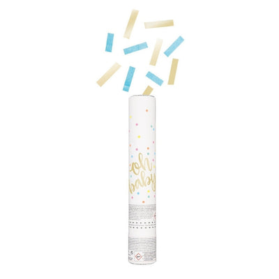 " Oh Baby" Blue And Gold Confetti Cannon