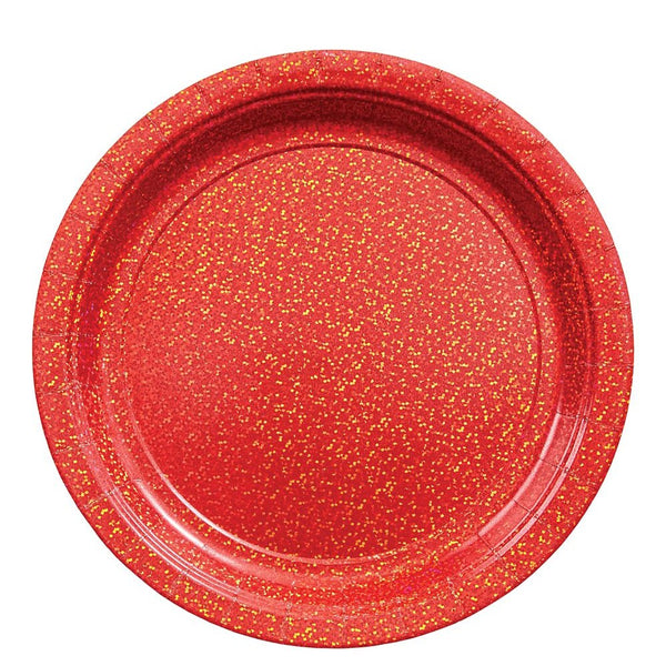 Round Prismatic Plates, 9" - Apple Red