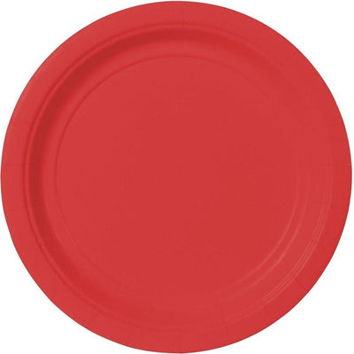 Apple Red Value Solid Round Plates, 7"