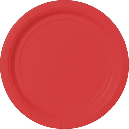 Apple Red Value Solid Round Plates, 9"