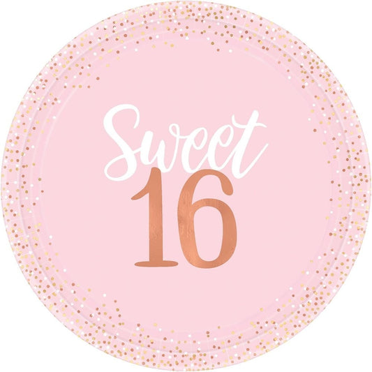 Blush Sixteen Foil Plates, 10 1/2"