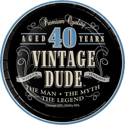 Vintage Dude 40Th Birthday Dessert Plates