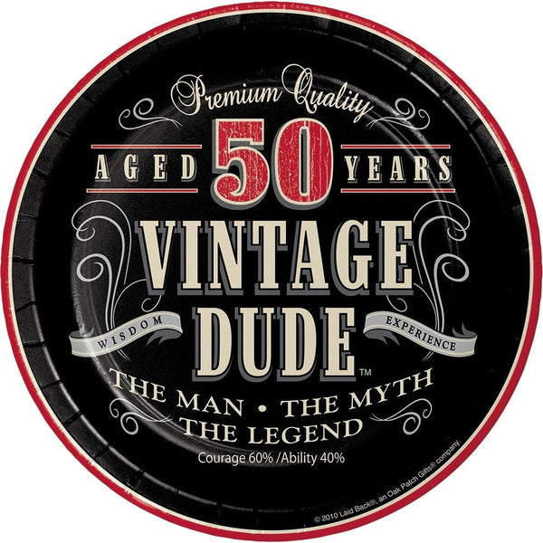 Vintage Dude 50Th Birthday Dessert Plates