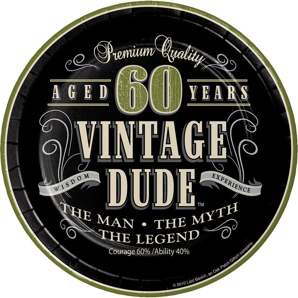 Vintage Dude 60Th Birthday Dessert Plates