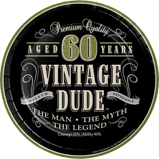 Vintage Dude 60Th Birthday Dessert Plates