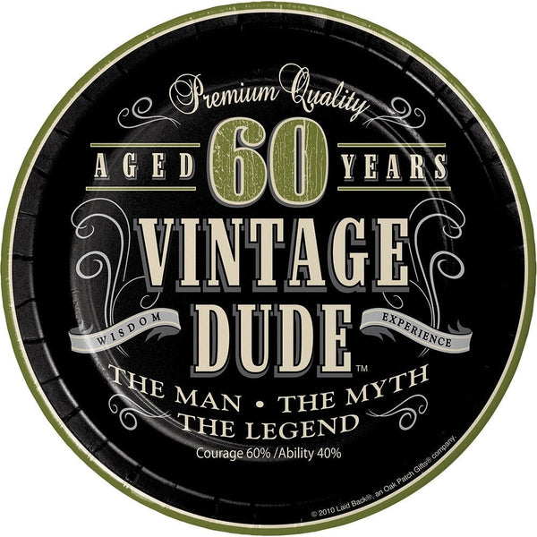 Vintage Dude 60Th Birthday Dessert Plates