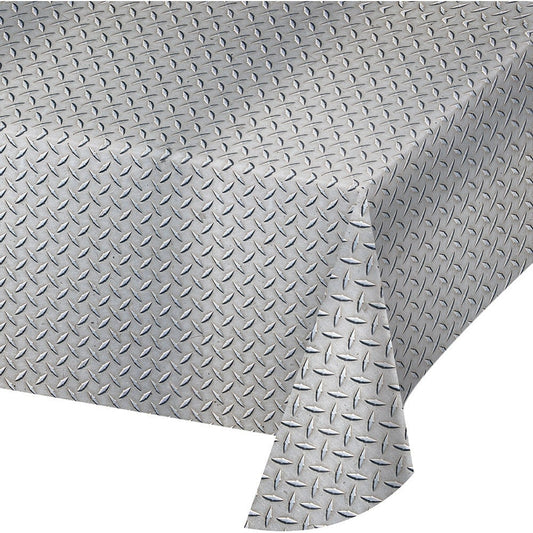 Diamond Plate Plastic Tablecloth