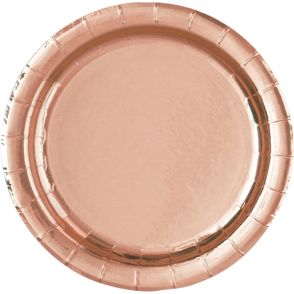 Rose Gold Foil Round 9" Dinner Plates, 8 Count - Foil Board