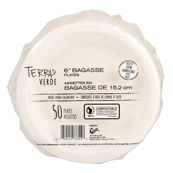 Eco Friendly 6" Plate Eco Bagasse, 50 Count