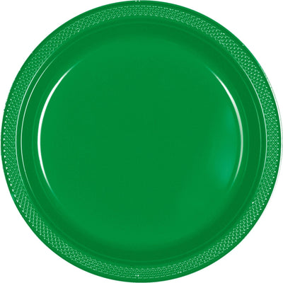 Festive Green Plastic Plates, 9"