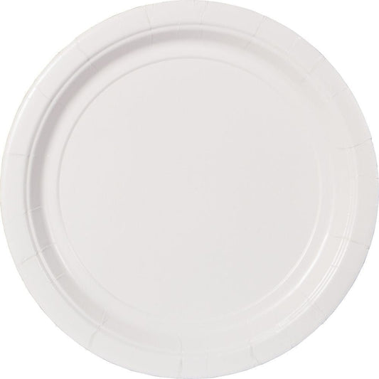 Frosty White Value Solid Round Plates, 9"