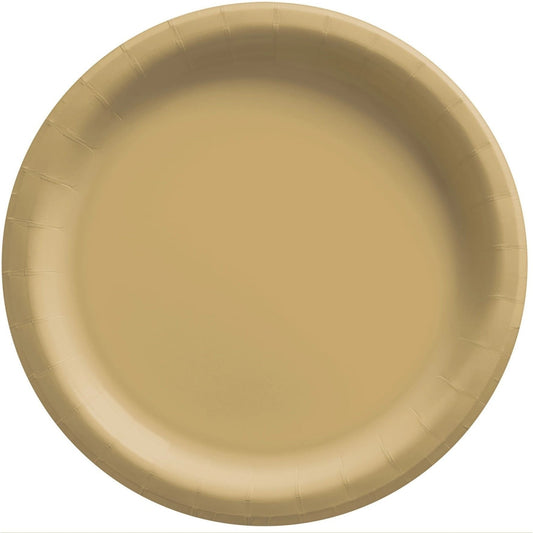 6 3/4" Round Paper Plates, 50 Count. - Gold
