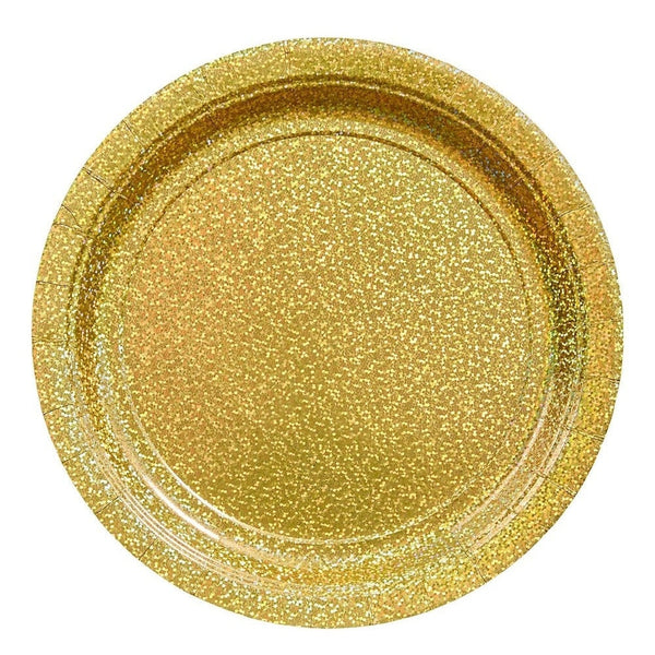 Round Prismatic Plates, 9" - Gold