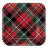 Holiday Plaid Square Plates, 7"