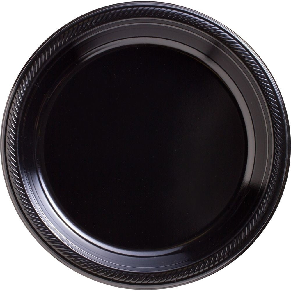 Jet Black Big Party Pack Plastic Plates, 10 1/4"