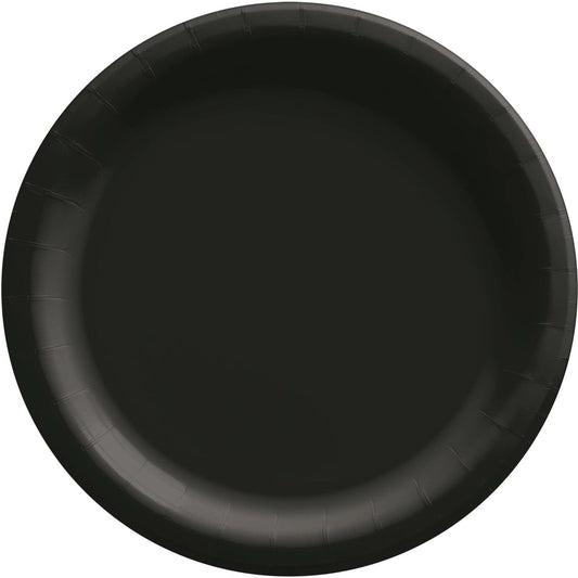 6 3/4" Round Paper Plates, 50 Count. - Jet Black