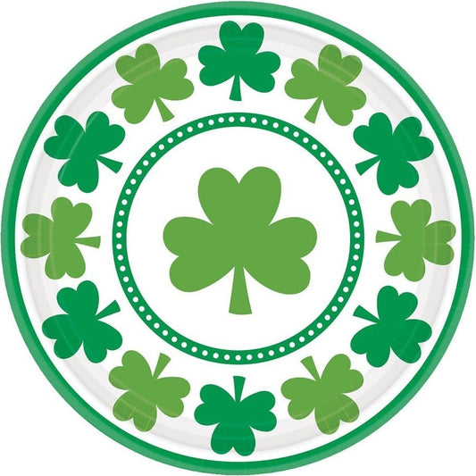 Lucky Shamrocks Round Plates, 7"
