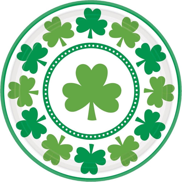 Lucky Shamrocks Round Plates, 9"