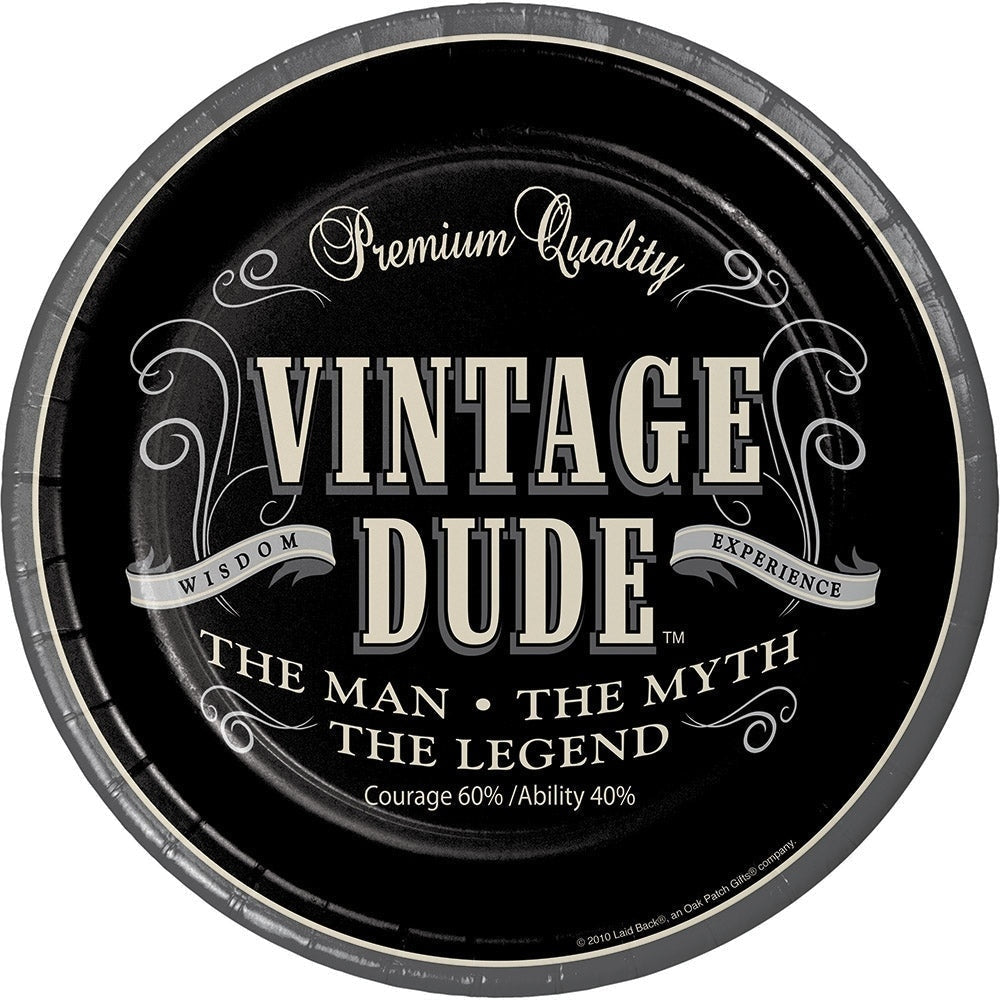 Vintage Dude 9" Paper Lunch Plates