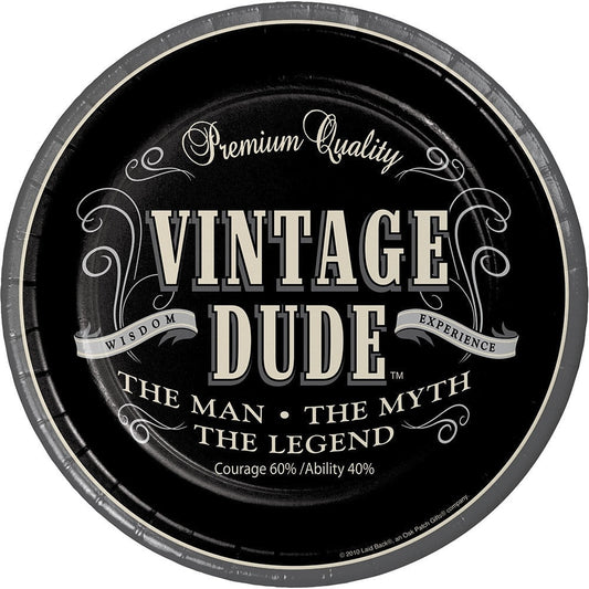 Vintage Dude 9" Paper Lunch Plates