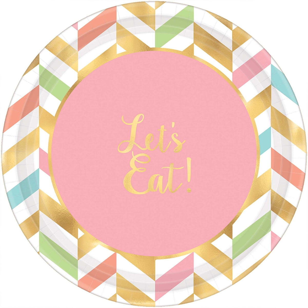 Eat, Drink & Be Happy! Metallic Round Plates, 7"