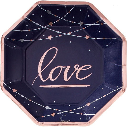 Navy Bride Metallic OCountagonal Plates, 10"