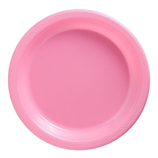 New Pink Plastic Plates, 7"