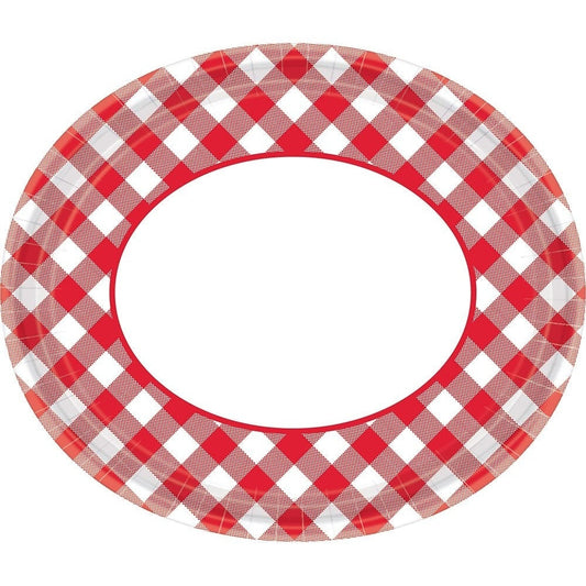 Picnic Gingham Oval Plates, 12"
