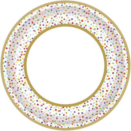 Rainbow Confetti Round Plates, 10 1/2"