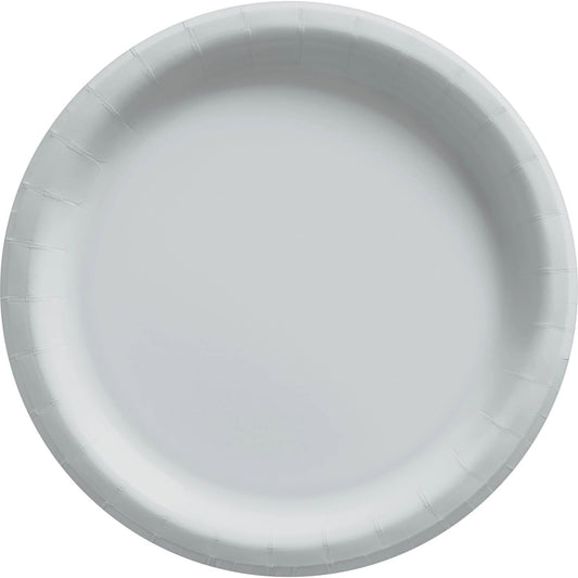 6 3/4" Round Paper Plates, 50 Count. - Silver