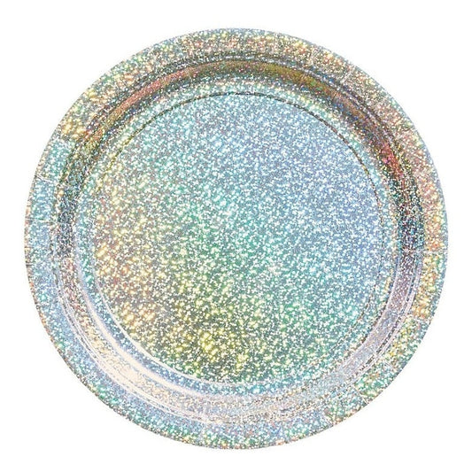 Round Prismatic Plates, 7" - Silver