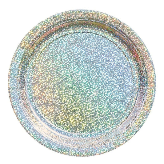 Round Prismatic Plates, 9" - Silver