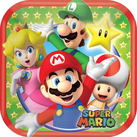 Super Mario Brothers Tm Square Plates, 7"