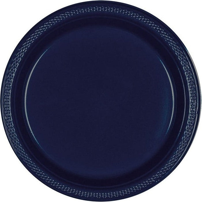 True Navy Plastic Plates, 7"