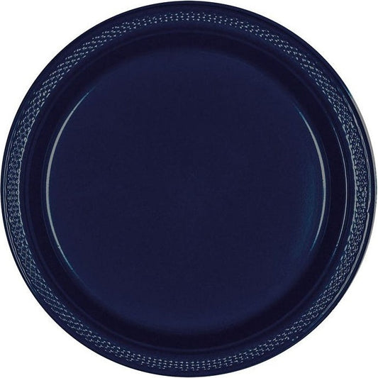 True Navy Plastic Plates, 7"