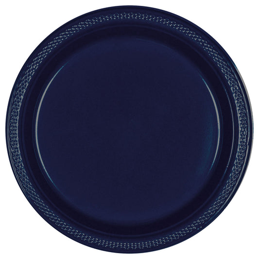 True Navy Plastic Plates, 9"