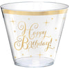 Premium Gold Birthday Plastic Tumblers, 9 Oz., Hot-Stamped
