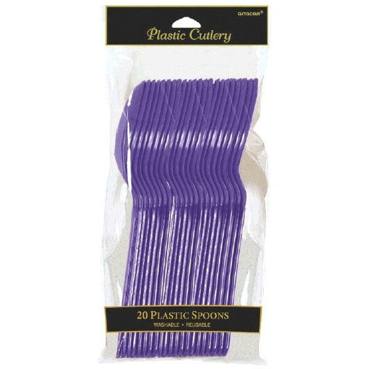 Purple Plastic Spoons 20 Count