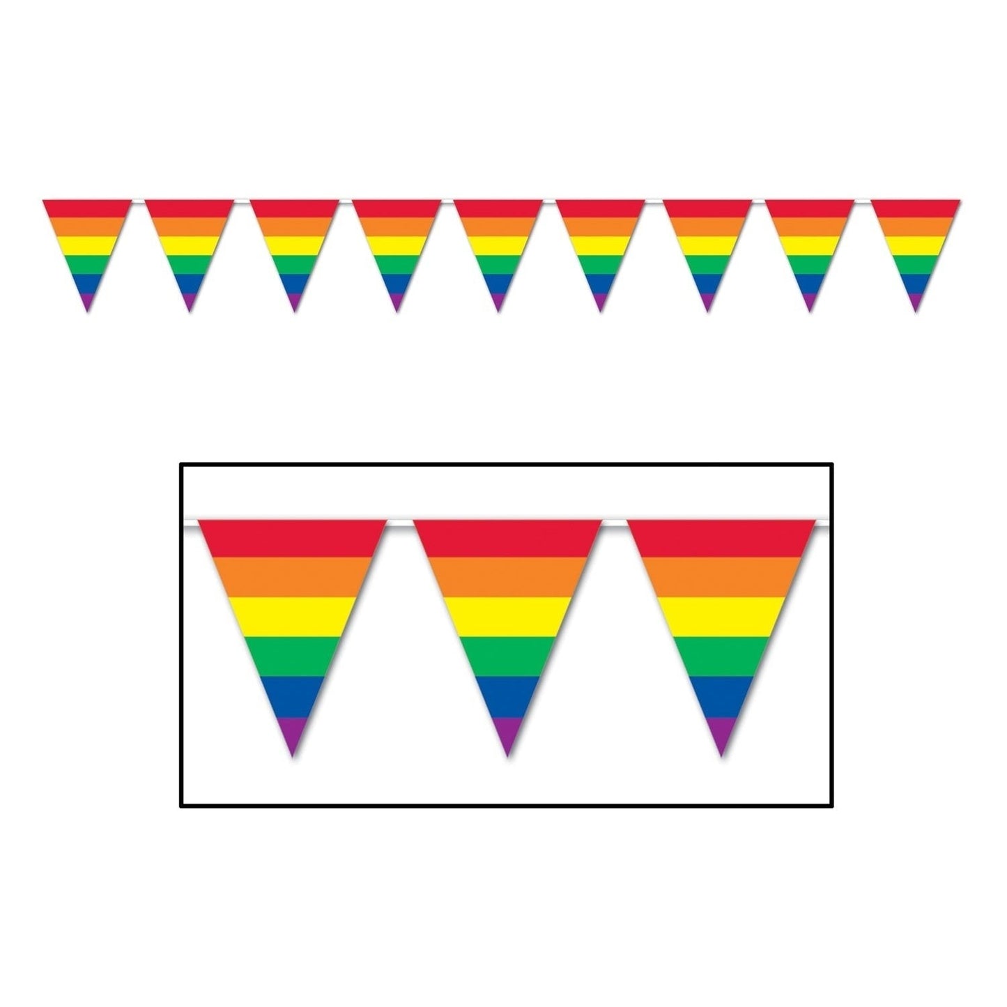 Rainbow Pennant Banner All-Weather; 12 Pennants/String