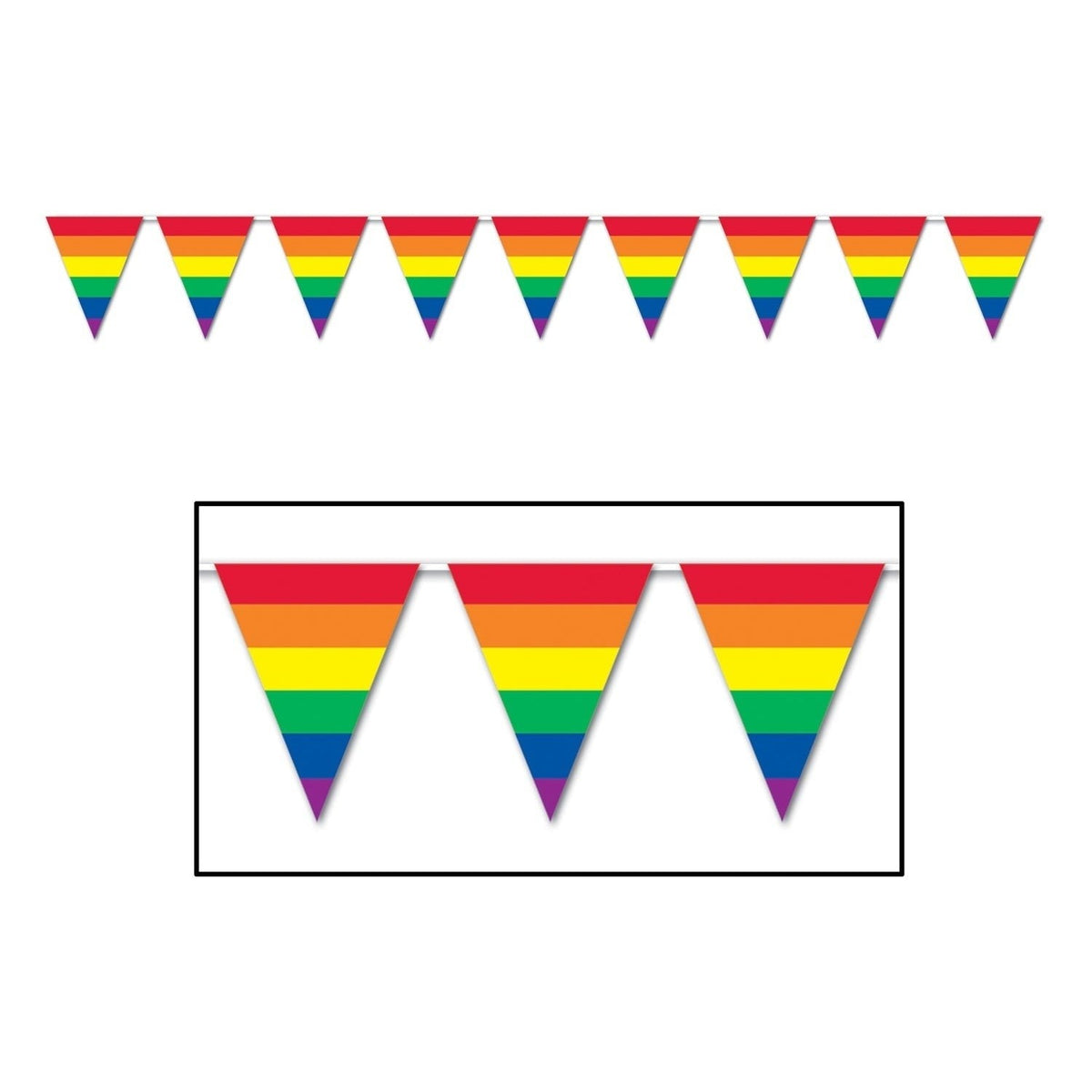 Rainbow Pennant Banner All-Weather; 12 Pennants/String