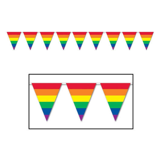 Rainbow Pennant Banner All-Weather; 12 Pennants/String