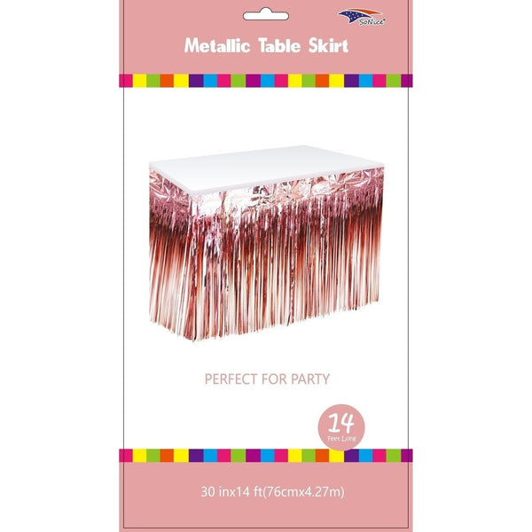 Rose Gold Metallic Fringed Table Skirt