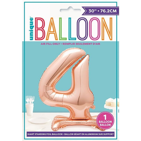 Rose Gold Number Shaped Standing Foil Balloon 30" 4