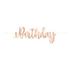Rose Gold Script " Happy Birthday" Banner, 7 Ft