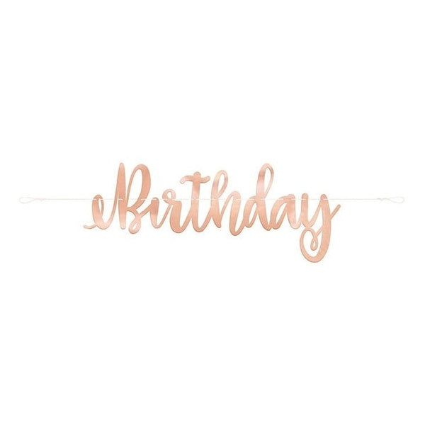 Rose Gold Script " Happy Birthday" Banner, 7 Ft