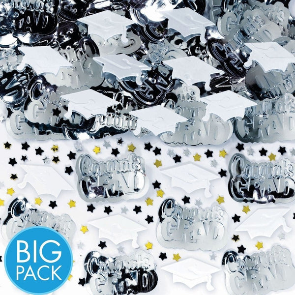 School Colors Embossed Metallic Confetti - White