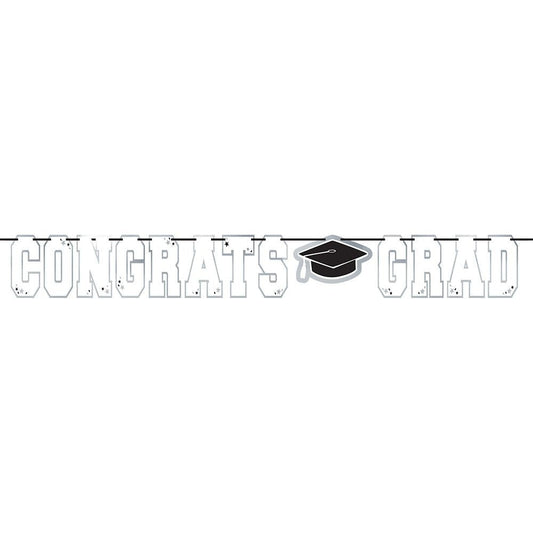 School Colors Large Foil Letter Banner - White