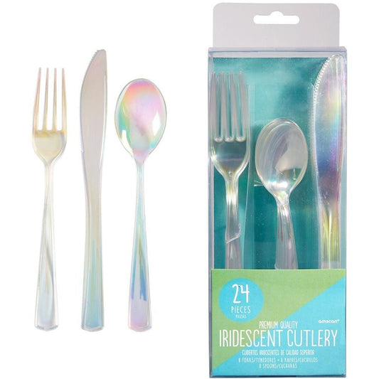 Shimmering Party Cutlery Asst. - Iridescent Plastic